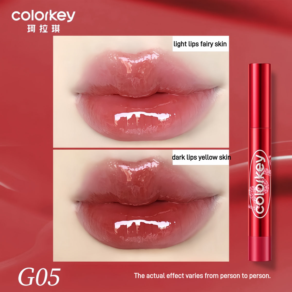 Rouge à lèvres Colorkey Crystal Glossy, série Lucky Snake, 2,7 g