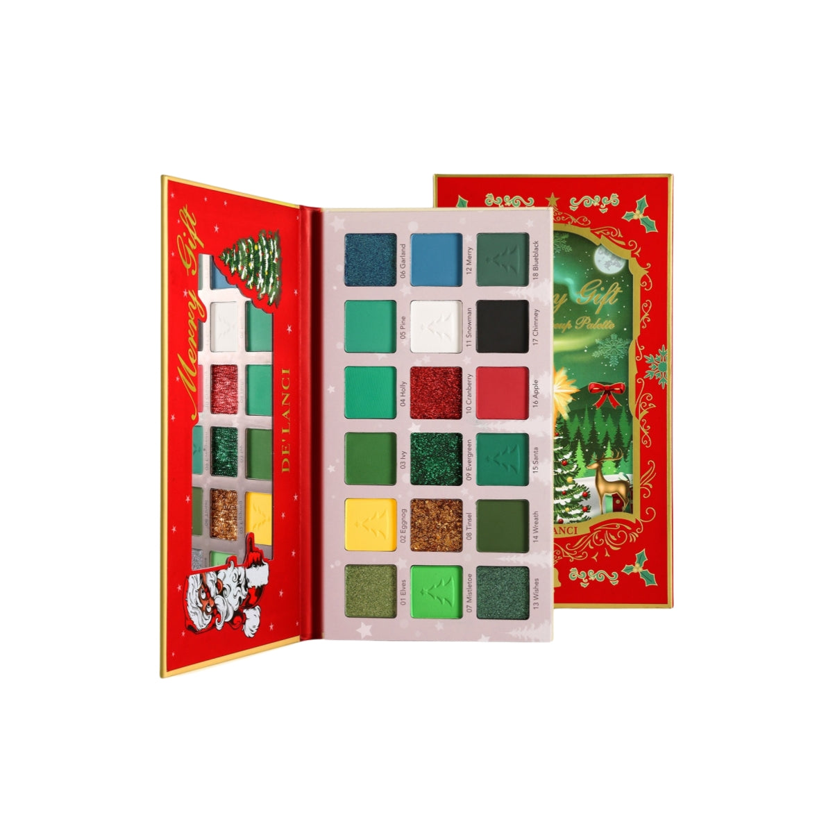 De'Lanci Merry Gift 绿色彩妆盘 18 色眼影 27 克