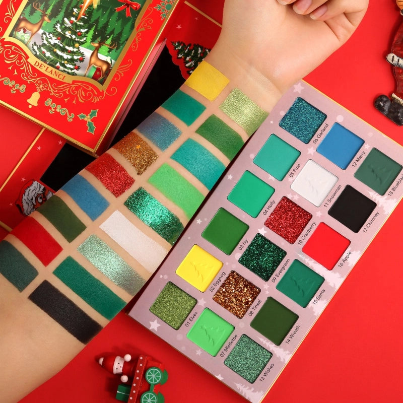 De'Lanci Merry Gift 绿色彩妆盘 18 色眼影 27 克