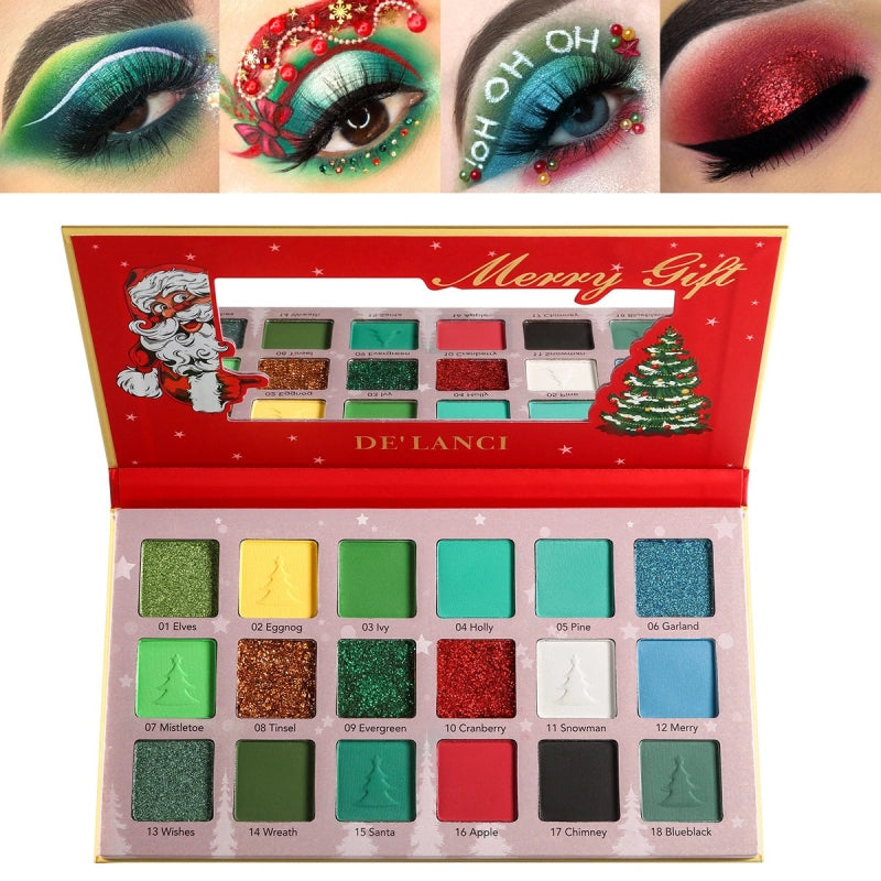 De'Lanci Merry Gift 绿色彩妆盘 18 色眼影 27 克