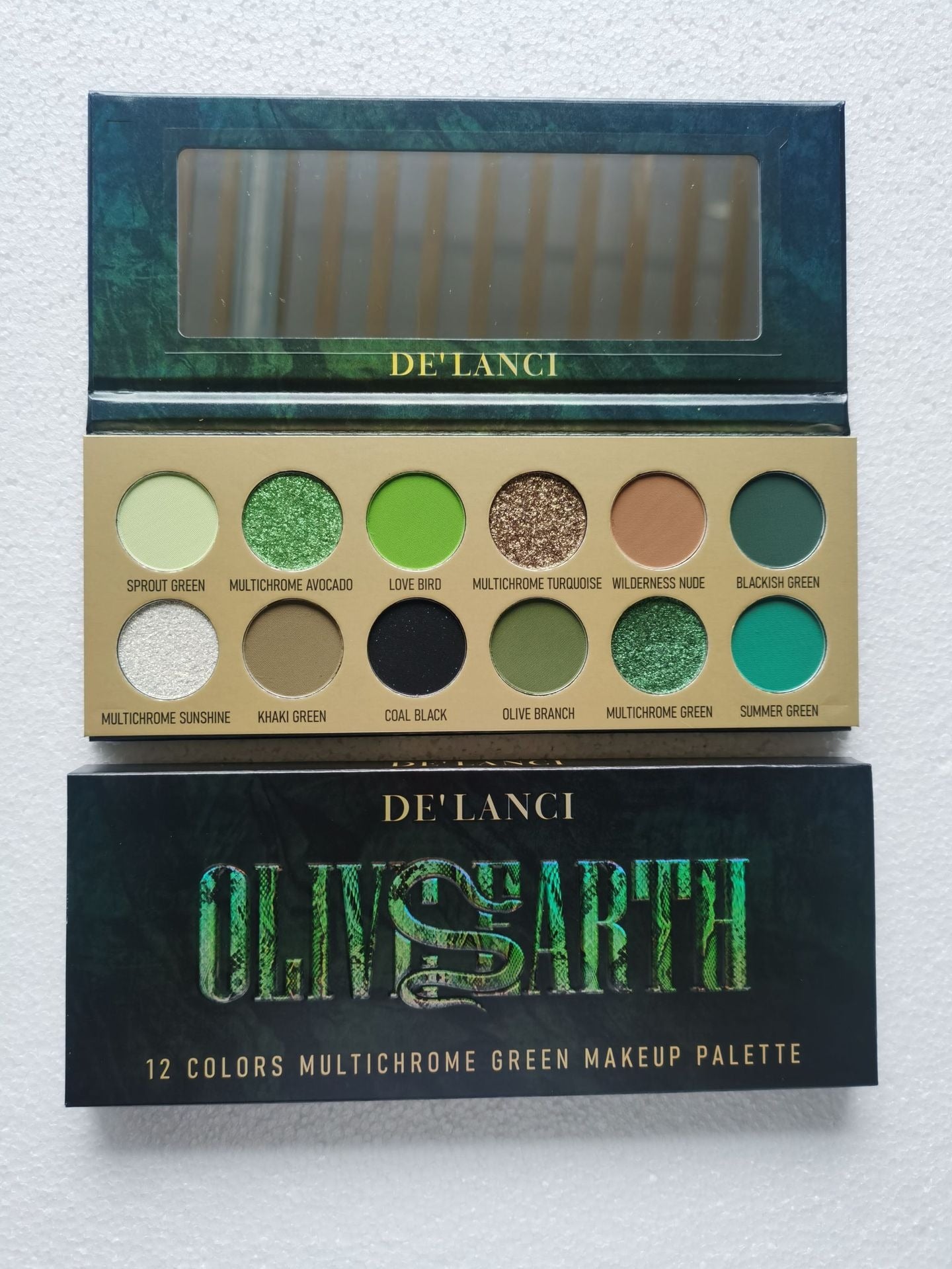 Palette de maquillage DE'LANCI Olive Earth 12 couleurs multicolores vertes 18,8 g