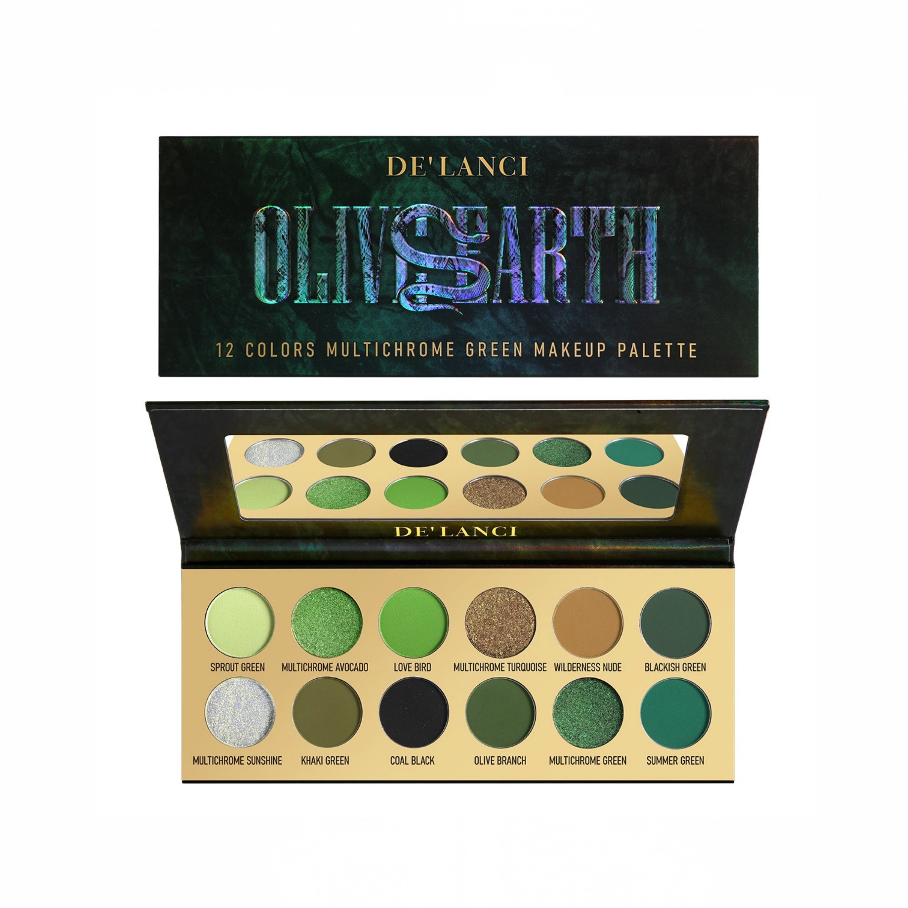 Palette de maquillage DE'LANCI Olive Earth 12 couleurs multicolores vertes 18,8 g