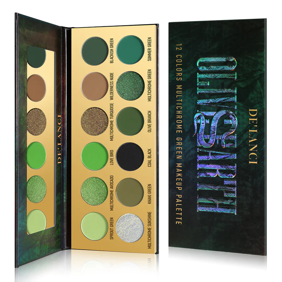 Palette de maquillage DE'LANCI Olive Earth 12 couleurs multicolores vertes 18,8 g