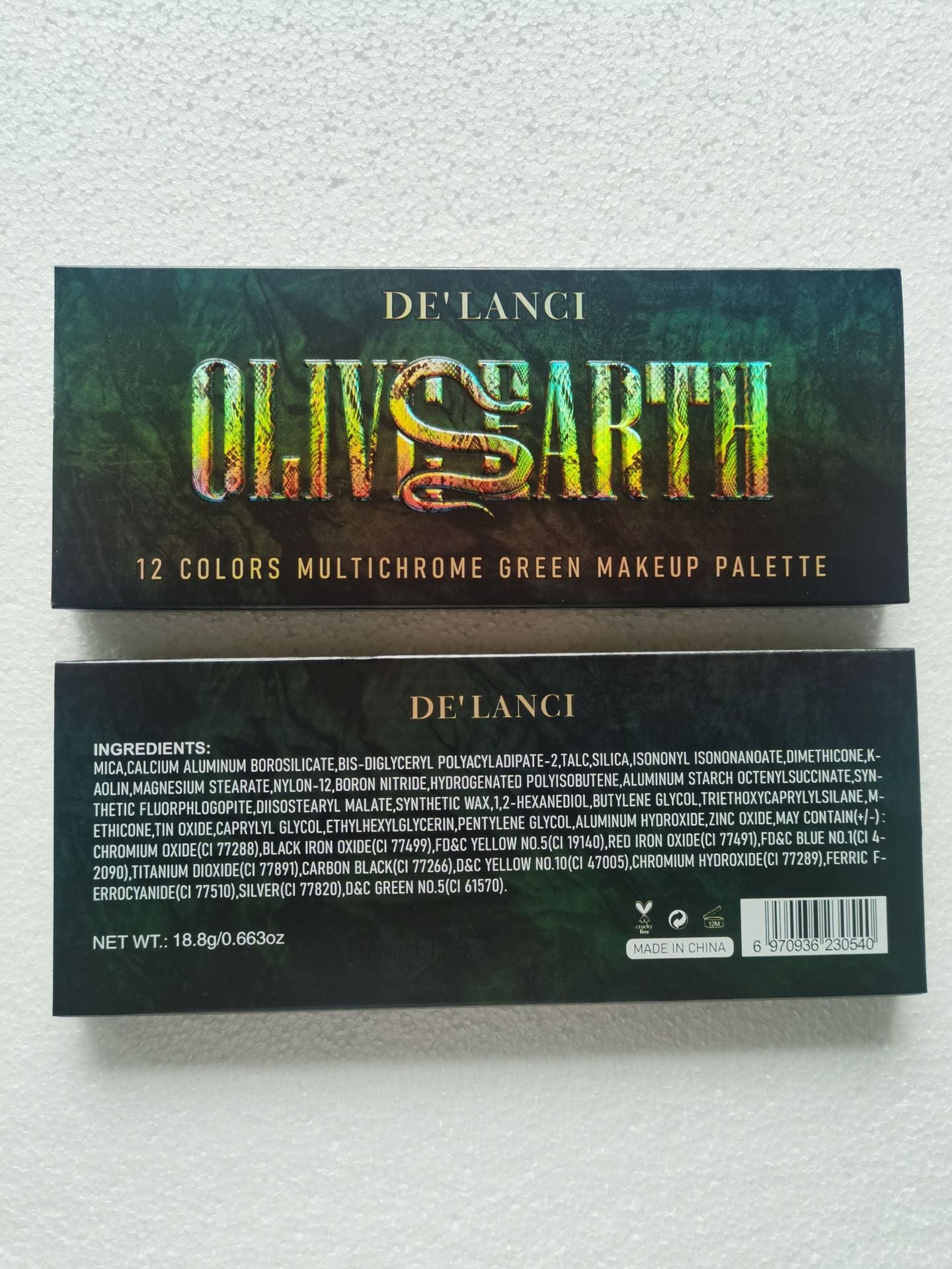 Palette de maquillage DE'LANCI Olive Earth 12 couleurs multicolores vertes 18,8 g