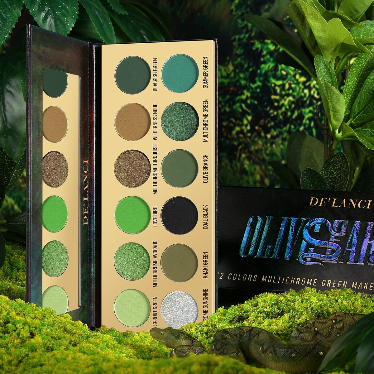 Palette de maquillage DE'LANCI Olive Earth 12 couleurs multicolores vertes 18,8 g