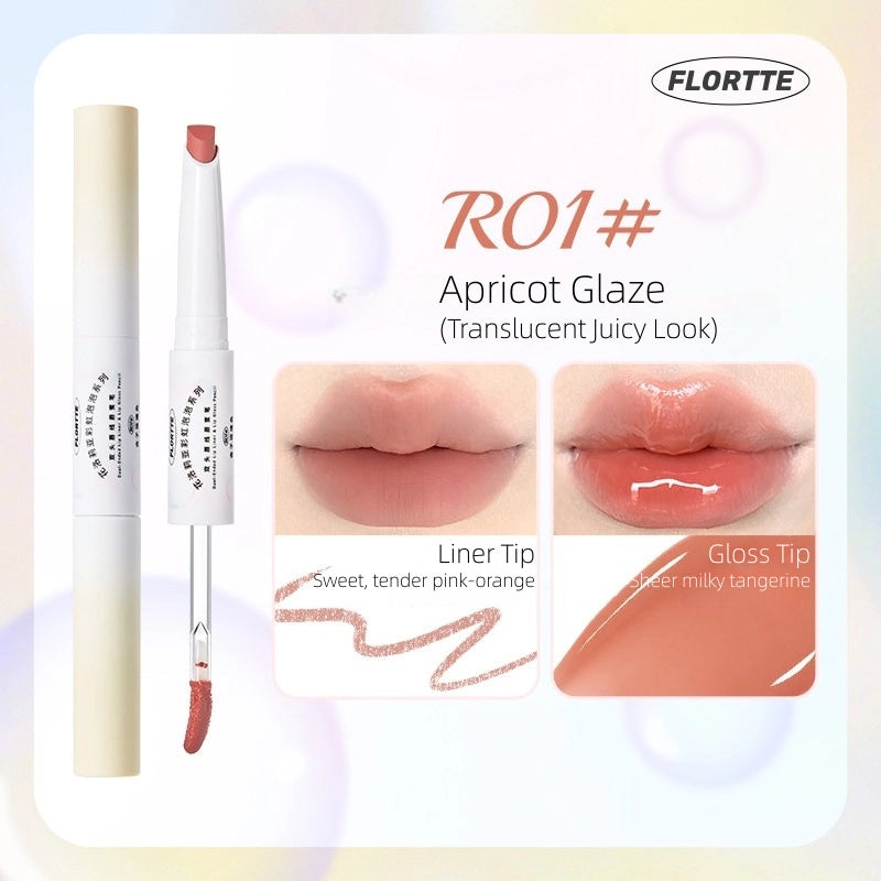 Flortte - Rainbow Bubble Double-Ended Lip Liner n Lip Gloss Pencil 2.8g