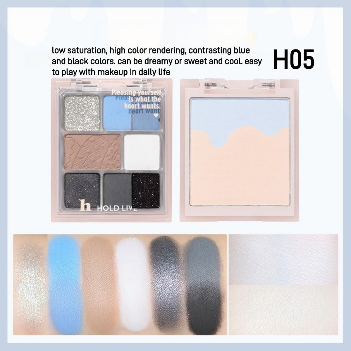 Palette visage 3 en 1 HOLD LIVE, poudre, blush, fard à paupières, 16 g