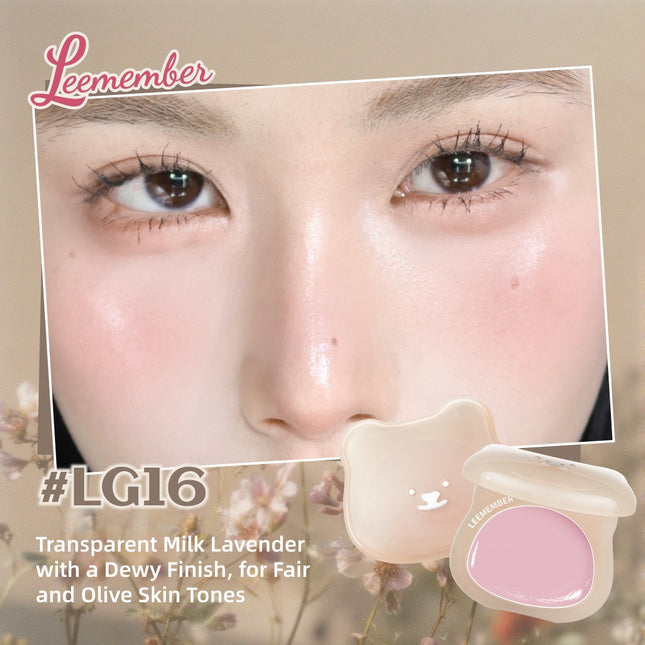 LEEMEMBER Purple Floral Bear Hydrating Cream Blush 4g