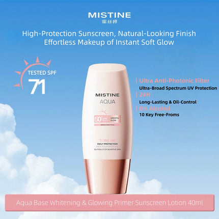 MISTINE - Aqua Base Whitening & Glowing Primer Sunscreen Lotion 40ml