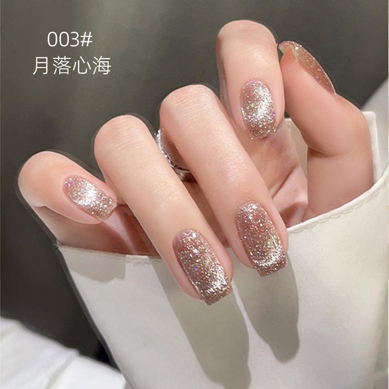 Nail Color Glue Cat Eye Silver Sand Effect YSN006 - Chic Decent
