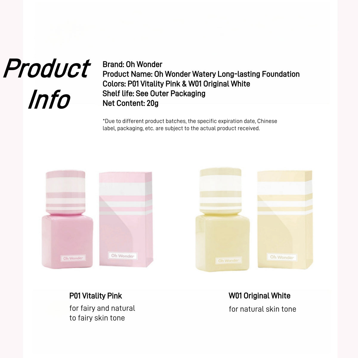 Fond de teint liquide longue tenue Oh Wonder Watery 20 g 