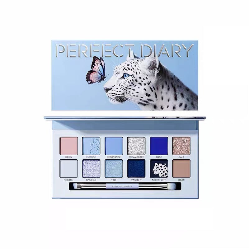 Fard à paupières Perfect Diary Explorer 21 Papillon et Léopard des neiges - Bleu brumeux 14 g