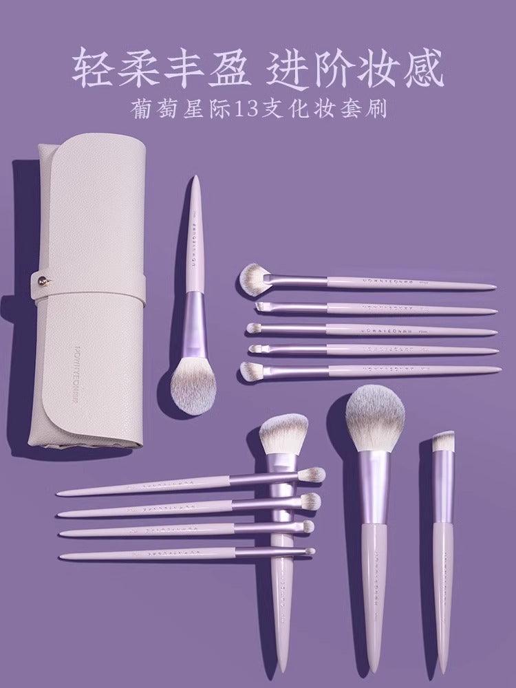Rownyeon 葡萄紫色化妆刷套装 13 支装（含化妆包）