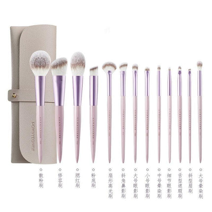 Rownyeon - Grape Purple Makeup Brush Set 13 in With Bag