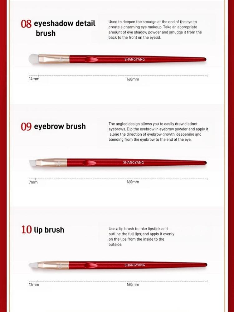 Ensemble de 10 pinceaux pour le visage Shang Yang Beauty