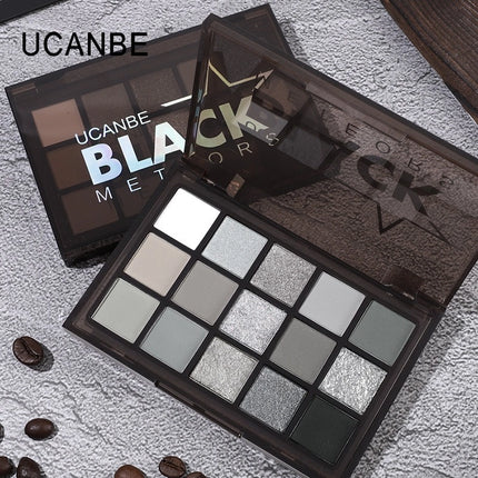 UCANBE - 15 Colors Eyeshadow Palette Black Meteors 10.8g