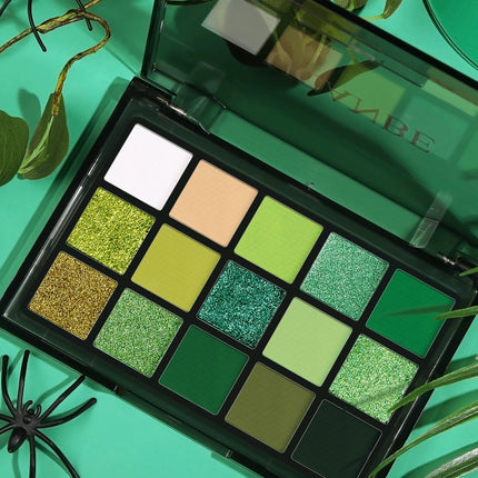UCANBE - 15 Colors Eyeshadow Palette Green Forest 10.8g