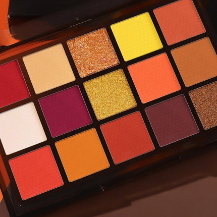 UCANBE - 15 Colors Eyeshadow Palette Sunset Orange 10.8g