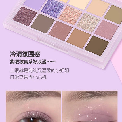 UCANBE - 15 Colors Eyeshadow Palette Taro Milktea 10.8g