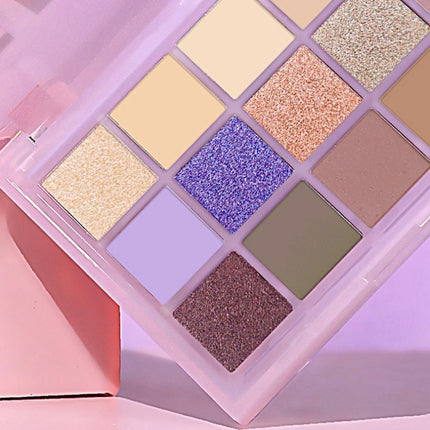 UCANBE - 15 Colors Eyeshadow Palette Taro Milktea 10.8g