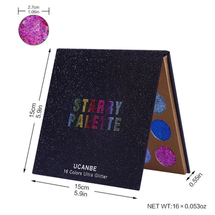 UCANBE - 16 Colors Glitter Eyeshadow Starry Palette 16*1.5g