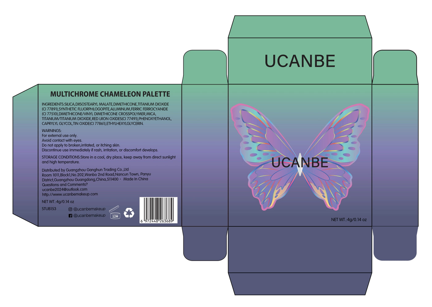 UCANBE - Multichrome Chameleon Palette 4 Colors 01 4g