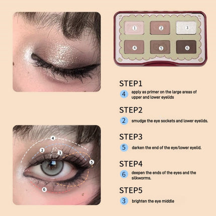 YIGUDIGU - Candy Box Postcard 6 Colors Eyeshadow Palette 6.5g