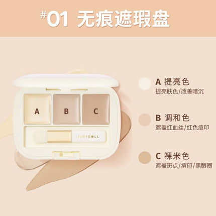Judydoll Moisturizing Three-Color Concealer Palette JD091 - Chic Decent