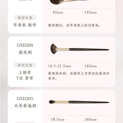 Rownyeon GSH Portable Makeup Fiber Brush 10-in-Set RY005 - Chic Decent