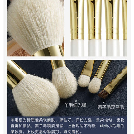 Rownyeon Portable Wool Makeup Brush 5-in-Set White RY002 - Chic Decent
